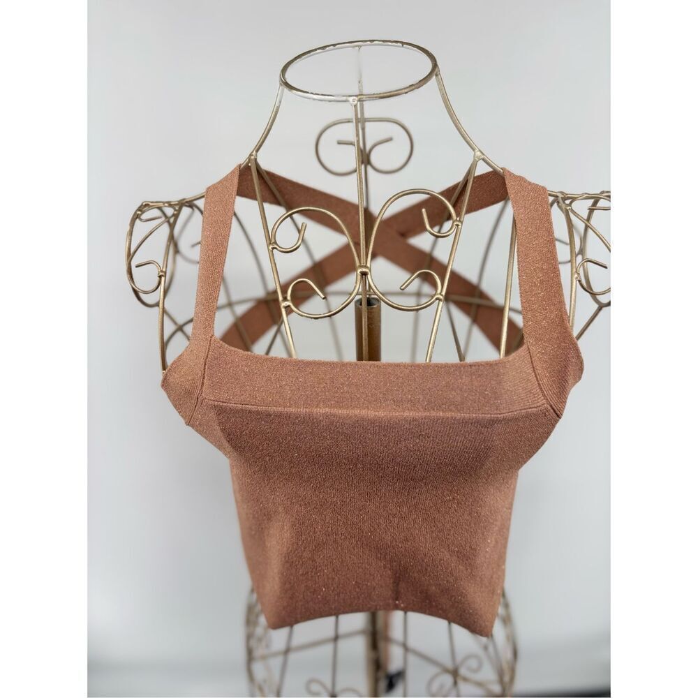 Wilfred Aritzia Cayenne Knit Strappy Halter Crop Top S Rose Gold - Picture 5 of 8